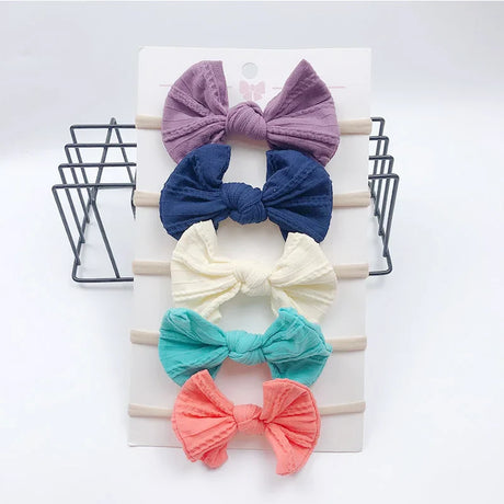 5pcs/Set Bowknot Elastic Hairband Baby Princess Christmas Day Gifts For Children Kids Toddler Girls Hair Accessories Headwear