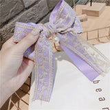 Korean Fabric Big Bow Spring Clip Lady Lace Embroidery Hair Clip Hairgrip Holiday Gifts Women Hair Pins Wedding Hair Accessories