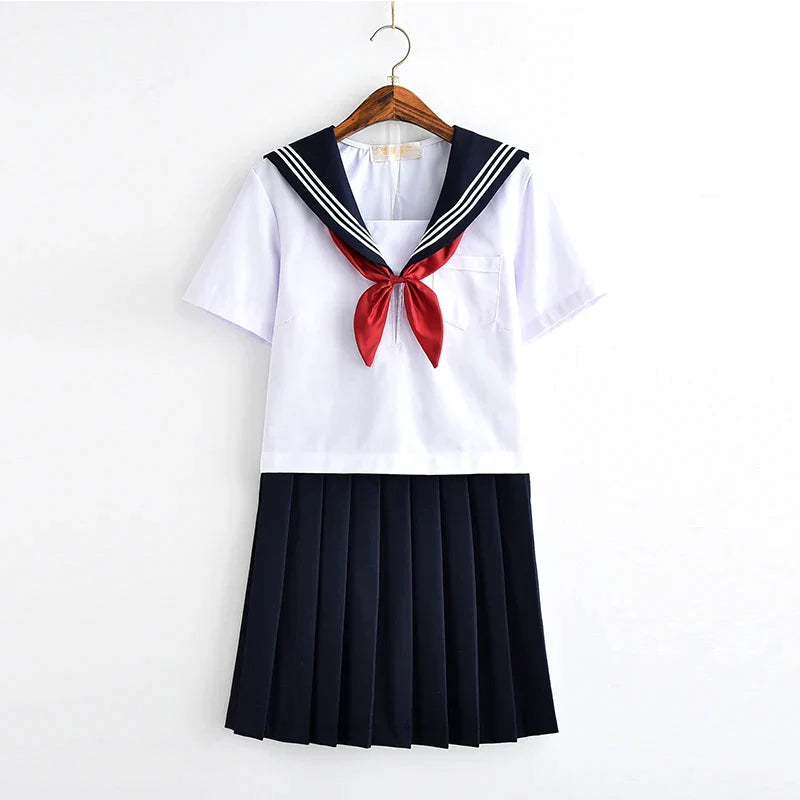 White Schoolgirl Uniform Japanese Class Navy Sailor School Uniforms Students Clothes For Girls Anime COS Sailor JK Navy Suit