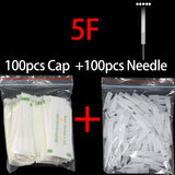 100pcs PMU Microblading Needle + Cup Tips Disposable Sterilized Professional Tattoo Machine Needles Permanent Makeup Eyebrow Lip