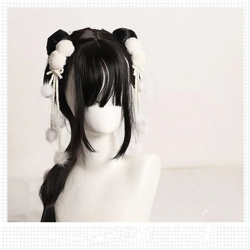 Lolita Tassel Pom Pom Trim Lolita Girl  Hair Pin Girl Double Ponytail Hair Accessories B1689