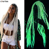 24 Inches 100g Glowing Synthetic Jumbo Braids Fluorescent Green Shinning Hair In The Darkness Crochet Braiding Hair Extensions