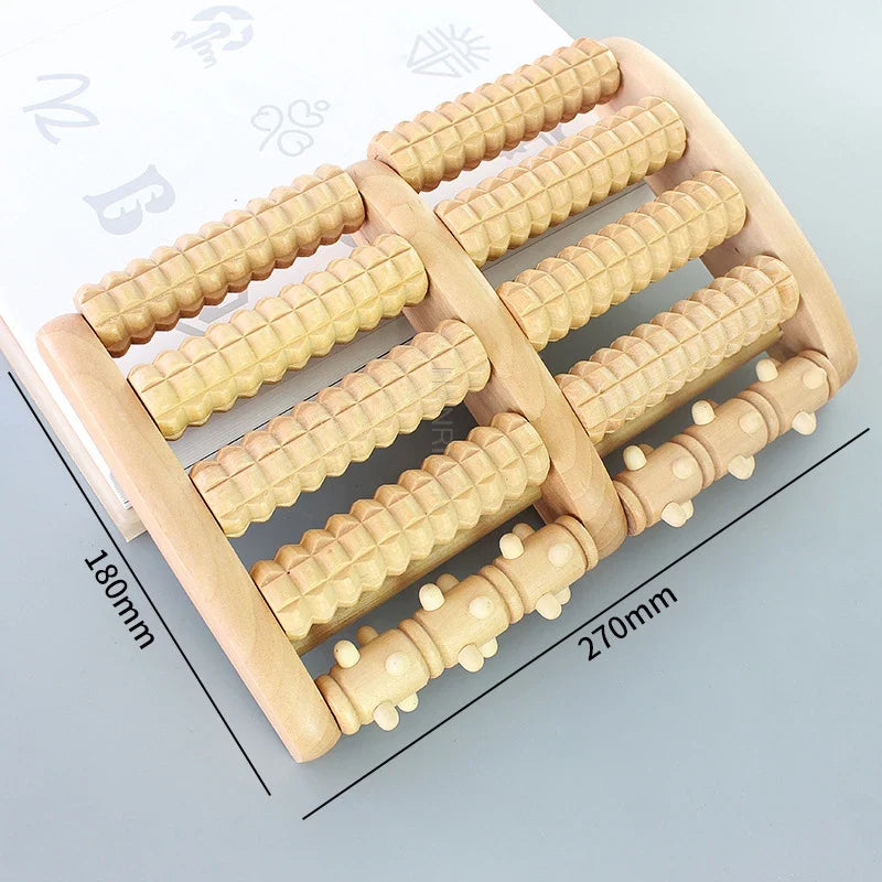 Wooden Foot Massage Roller Big Five-row Wooden Foot Massager Stimulating Acup oint Feet Plantar Fascitis Roller Reflexology