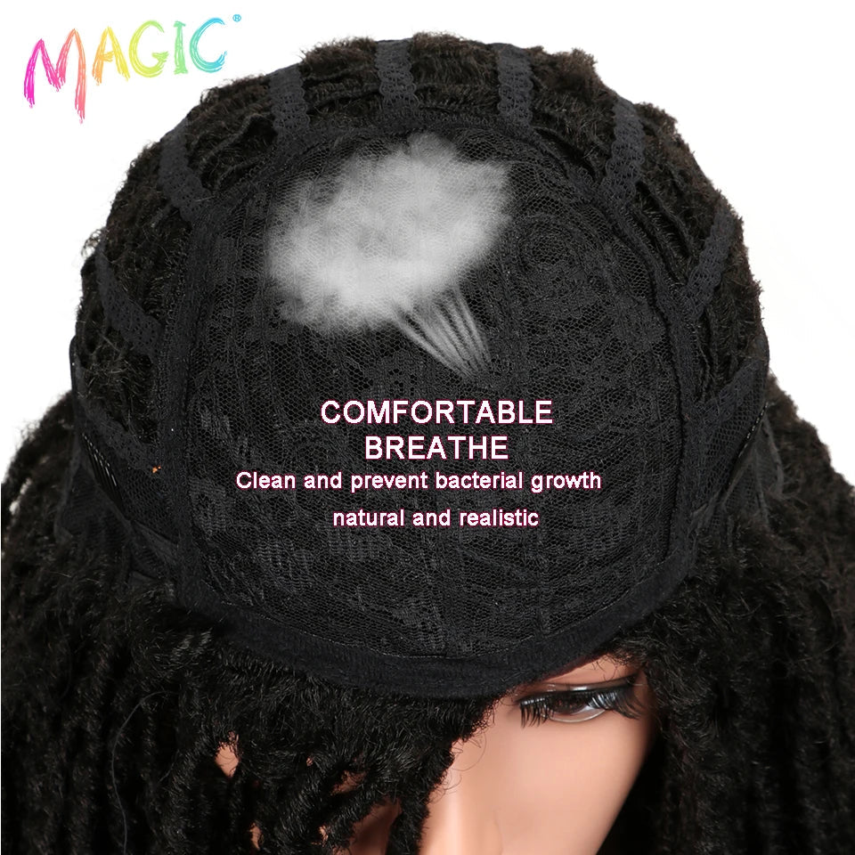 MAGIC 22Inch Synthetic Hair Wigs For Black Women Crochet Braids Twist Jumbo Dread Faux Locs Hairstyle Long Afro Brown Hair