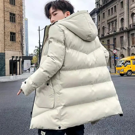 Men Winter New Warm Casual Fur Hooded Jacket Parkas Men Outdoor Fashion Warm Thick Pockets Army Coat Parkas Men