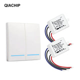 QIACHIP 433.92MHz AC 220V 1 CH Wall Panel Wireless Remote Control Switch Smart Home Room AC 85-265V Remote Control Receiver