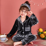 Autumn Winter Children Velour Pajamas Set Teen Warm Velvet Sleepwear Girls Loungewear Kids long sleeved Pijamas Homewear suit re