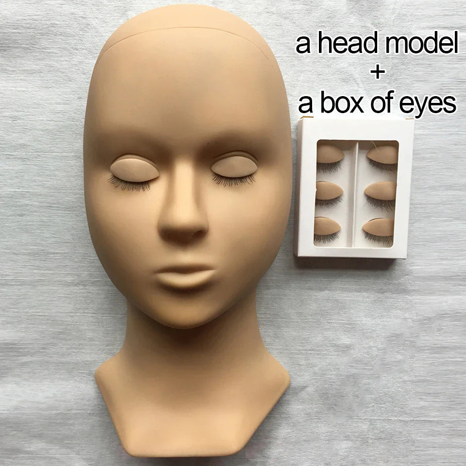 Mannequin Head for Eyelashes Handmade Practice Silicone Lash Mannequin Head Lashes Extension Practicing Dummy Training Mannequin