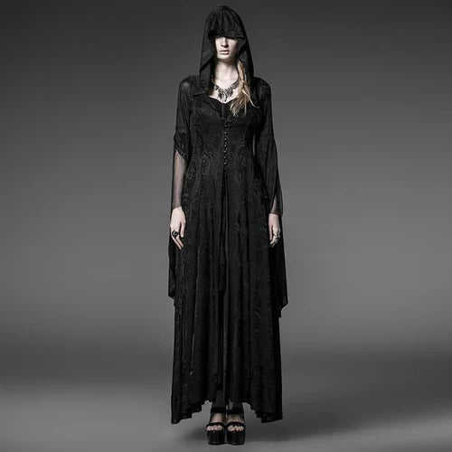 Court vintage lace hooded coat Hallowee dress punk Long cloaked women medieval skirt women european clothing Wizard cloak cape