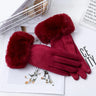 Korean Suede Leather Sports Cycling Warm Gloves Women's Winter Plus Velvet Thicken Full Finger Touch Screen Driving Mittens H92