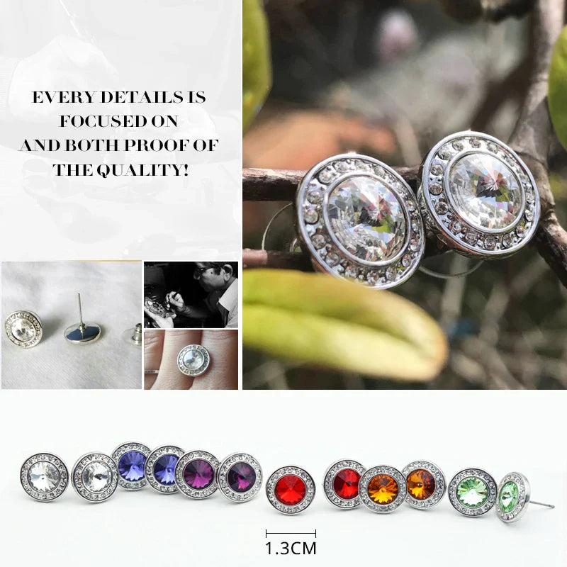 Silver Color Round Stud Earrings Real Crystals from Austria For Women Lover Trendy Piercing Jewelry Christmas Valentine Day