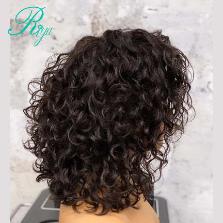 4X4 Closure Lace Wig Pixie Short Curly Bob Cut Blunt Lace Closure Human Hair Wigs For Black Women Remy Preplucked Brazilian Riya