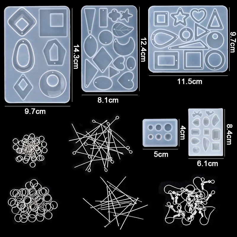 16 Styles Epoxy Casting Molds Set Silicone UV Casting Tools Kits Resin Casting Molds For Jewelry Making DIY Earring Findings