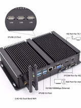 Yohirs Embedded  Fanless Industrial Mini PC I5 8250U I7 8550U 2*DDR4 RAM 2*RS232 COM HDMI VGA 7*USB WiFi Barebone Computer