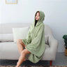 Textile City Ins Hooded Blanket Trend Plush Thick Throw With Buttons Shawl Cloak Warm Flannel Solid Shawl Throw Blanket