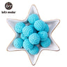 Let's Make 100Pcs Crochet Beaded Wood Teether 16mm Round Baby Wooden Teether Crochet Toys Braided Teething Beads Baby Oral Care