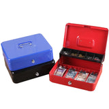 Locked Large Cashier Drawer Metal Cash Box 2 Layers Safe Cash Storage Box with 5 Coin 4 Bills Slots Steel Money Tray Deposit Box