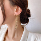 20Style Luxury Shiny Crystal Rhinestone Long Tassel Ear Cuff No Pierced Ear Clip Earrings For Women Wedding Korean Trend Jewelry