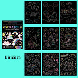 1Set Magic Color Rainbow Dinosaur  Cartoon Scratch Art Painting Paper Card Kit Drawing Stick Kids DIY Drawing Toys