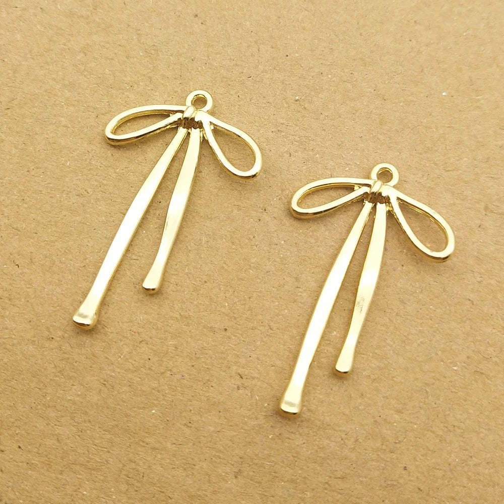 10pcs Bow Charm for Jewelry Making Craft Supplies Earring Pendant Bracelet Necklace Keychain Accessories Metal Materials