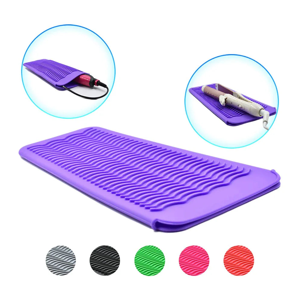 Silicone Heat Resistant Insulation Mat Pouch for Curling Iron Hair Straightener Non-slip Flat Iron Hair Styling Tool