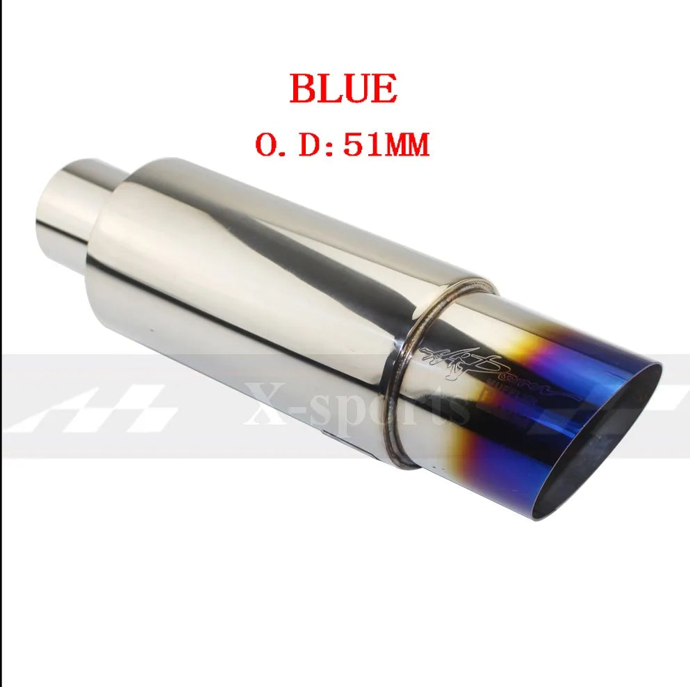 Car motorbike Exhaust systems Muffler Tip Universal Stainless steel ID 51MM 57MM 63MM outlet 89mm styling Silencer tail pipe