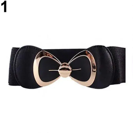 HOT SALES！！！New Arrival Women Bowknot Buckle Metallic Faux Leather Waistband Elastic Croset Waist Belt Wholesale Dropshipping