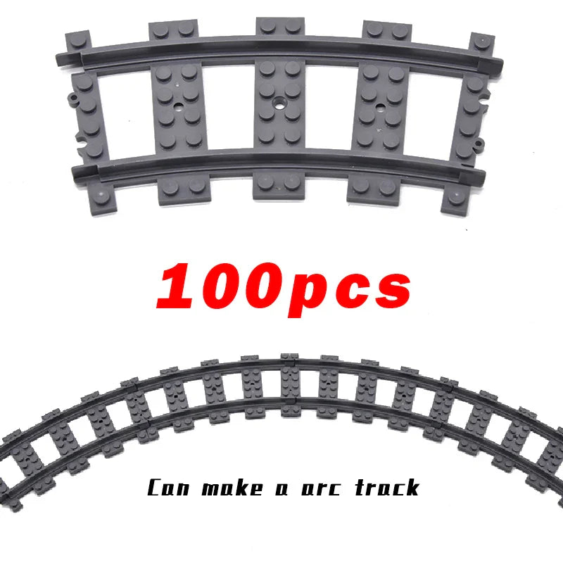 MOC Railway Track For Train Tracks Straight Curved Soft Rails Track Building Block Bricks DIY Trains Rail Boys Toys For Children