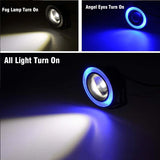 2pcs 3.0 Angel Eyes Fog Lamp 12V Universal 2.5 COB LED DRL Lamp 3.5 Driving Lights White Blue Pink Yellow Green 64/76/89mm