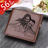 Personalized Father's Day Gift Photo Text Wallet Men Zipper Interior Coin Pocket Bifold Custom Egnraved Picture Wallets for Him