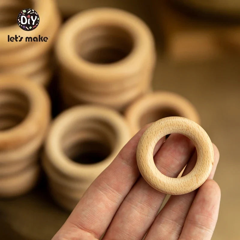 Let's Make Natural Wood Teething Ring All Size 20pcs Beech 40/55/60/65/70/80MM DIY Baby Wooden Toys Handmade Accessories Crafts