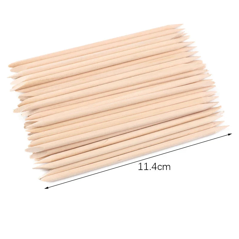 500Pcs/Pack Wooden Cuticle Pusher Remover Orange Stick Sticker Picker  Dual End Wood Manicure Dead Skin Removal Nail Care Tools