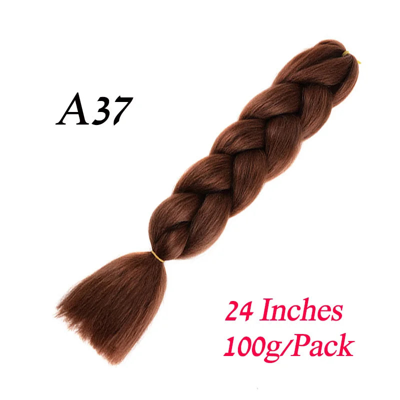 Synthetic Jumbo Braiding Hair Extension 24 " Heat Resistant Fiber In Bulk Ombre Synthetic Jumbo Braids Hair For Red Black Women