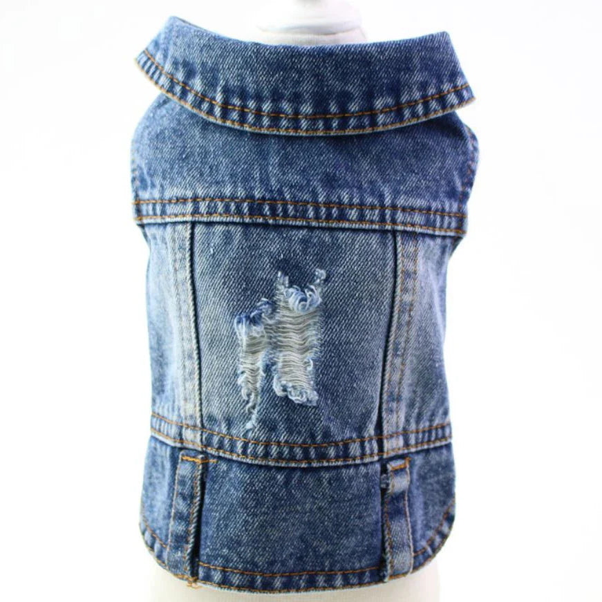 Pet Dog Jeans Jacket Denim Coats Holes Design Cat Puppy Vest Spring/Summer Apparel 3 Colors