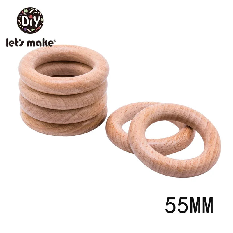 Let's Make Natural Wood Teething Ring All Size 20pcs Beech 40/55/60/65/70/80MM DIY Baby Wooden Toys Handmade Accessories Crafts