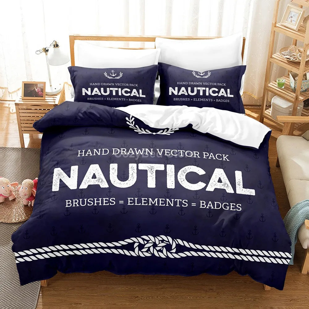 Marine Anchor Bedding Set Ocean Sea 3d Duvet Cover Sets Comforter Bed Linen Twin Queen King Single Size Blue Ship Vessel Kids