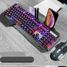 Mechanical Rainbow Backlit Gaming Keyboard and Optical Mice With PC Gaming headset, Pen Phone Holder,Waterproof,Multi Shortcuts