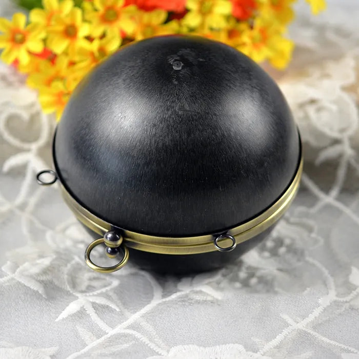 14 cm or 18 cm round shape metal box clutches with black plastic surface diy handbag accessories metal bag frames evening bags