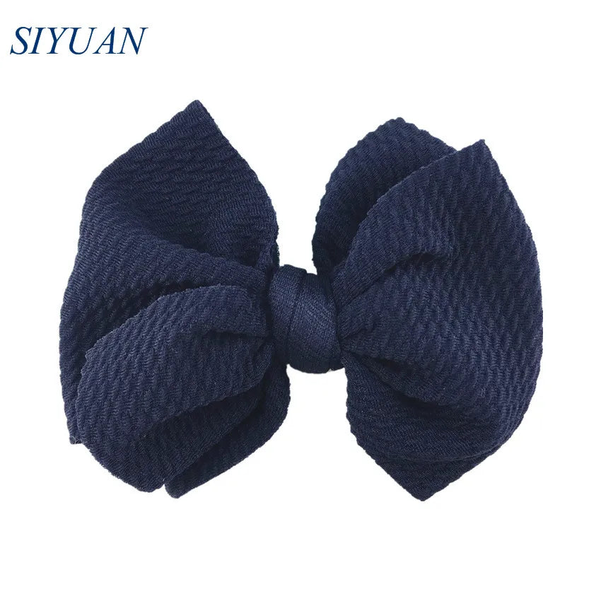 20pcs/lot High Quality 4.5'' Solid Seersucker Waffle Bow Knot with Clip Girl Party Headdress Accessories HDJ157