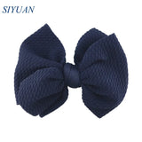 20pcs/lot High Quality 4.5'' Solid Seersucker Waffle Bow Knot with Clip Girl Party Headdress Accessories HDJ157