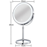 8 Inch Gold Makeup Mirror With Light USB Charging 10X Magnifying Vanity Mirror Backlit Adjustable Light Standing Cosmetic Mirror