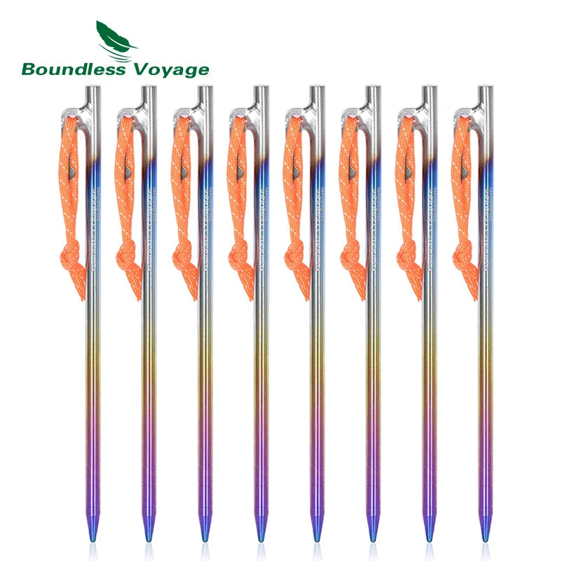 Boundless Voyage 20 24 30 35 40 CM Heavy Duty Titanium Alloy Camping Tent Stakes Peg for Outdoor Trip Hiking Gardening Ti1564C