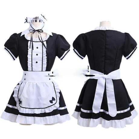 S-4XL Black White Cat Maid Outfit Cosplay Sexy Lolita Anime Cute Soft Girl Maid Uniform Appealing Set Stage Waiter Costumes