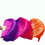 1pair/1pc Real Silk Belly Dance Veil Fans Bamboo Handmade Dyed Performance Long Fan Belly Dancing 100% Real Silk Fans