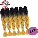 Synthetic Ombre Hair Jumbo Crochet Braiding Hair For Women Blonde Golden Green Brown Colorful Hair 6packs 24Inch 100G Wholesale