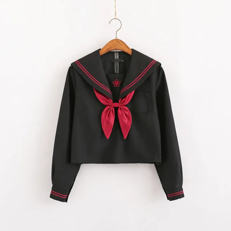 Dark Demon Japanese JK Sets School Uniform Girls Sakura Embroideried Autumn High School Women Novelty Sailor Suits Uniforms XXL