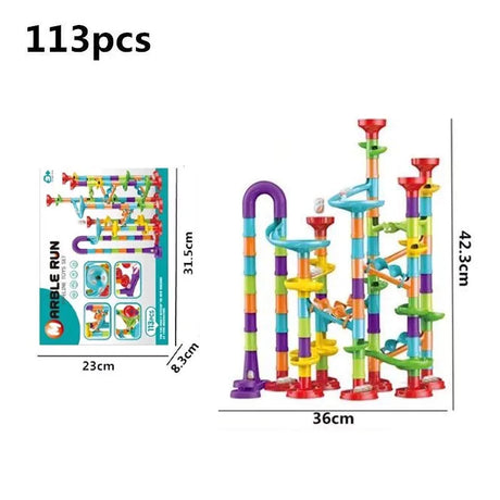 DIY Construction Marble Run Race Track Building Blocks Kids 3D Maze Ball Roll Toys Children Christmas Gift 45/93/113/142pcs Set