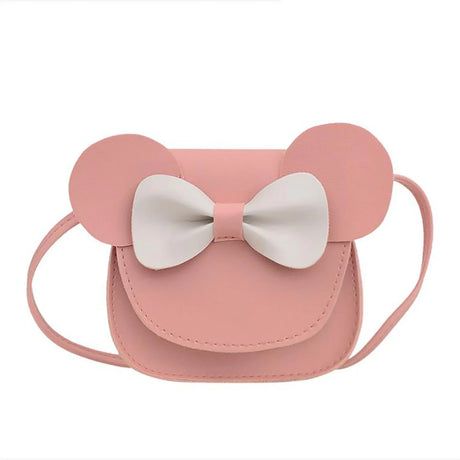 Baby Girl Cartoon Crossbody Bag, Cute Mouse Ear Bowknot Magnetic Snap Shoulder Bag