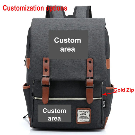 Customized Print DIY Your Like Photo or Logo Boy Girl Student School Bag Teenagers Schoolbags Canvas Women Bagpack Men Backpack