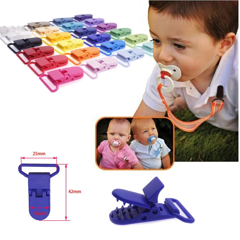 48Pcs Eco-friendly Plastic Baby Pacifier Clips Holder Mix Colors Dummy Soother Bib Suspender Clip Transparent 25MM Free Shipping